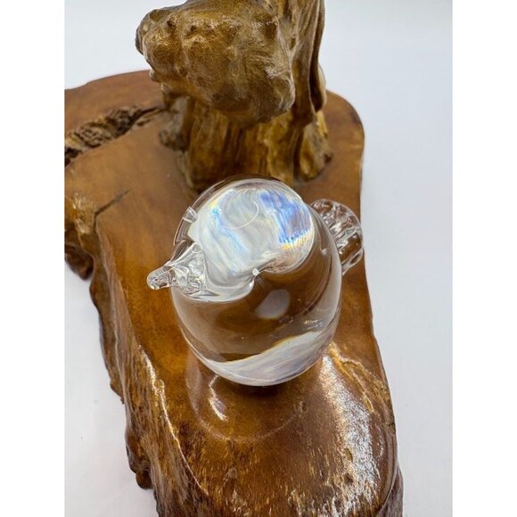 Vintage Hadeland Norway Crystal Glass Bird Paperweight Signed - Picture 3 of 6